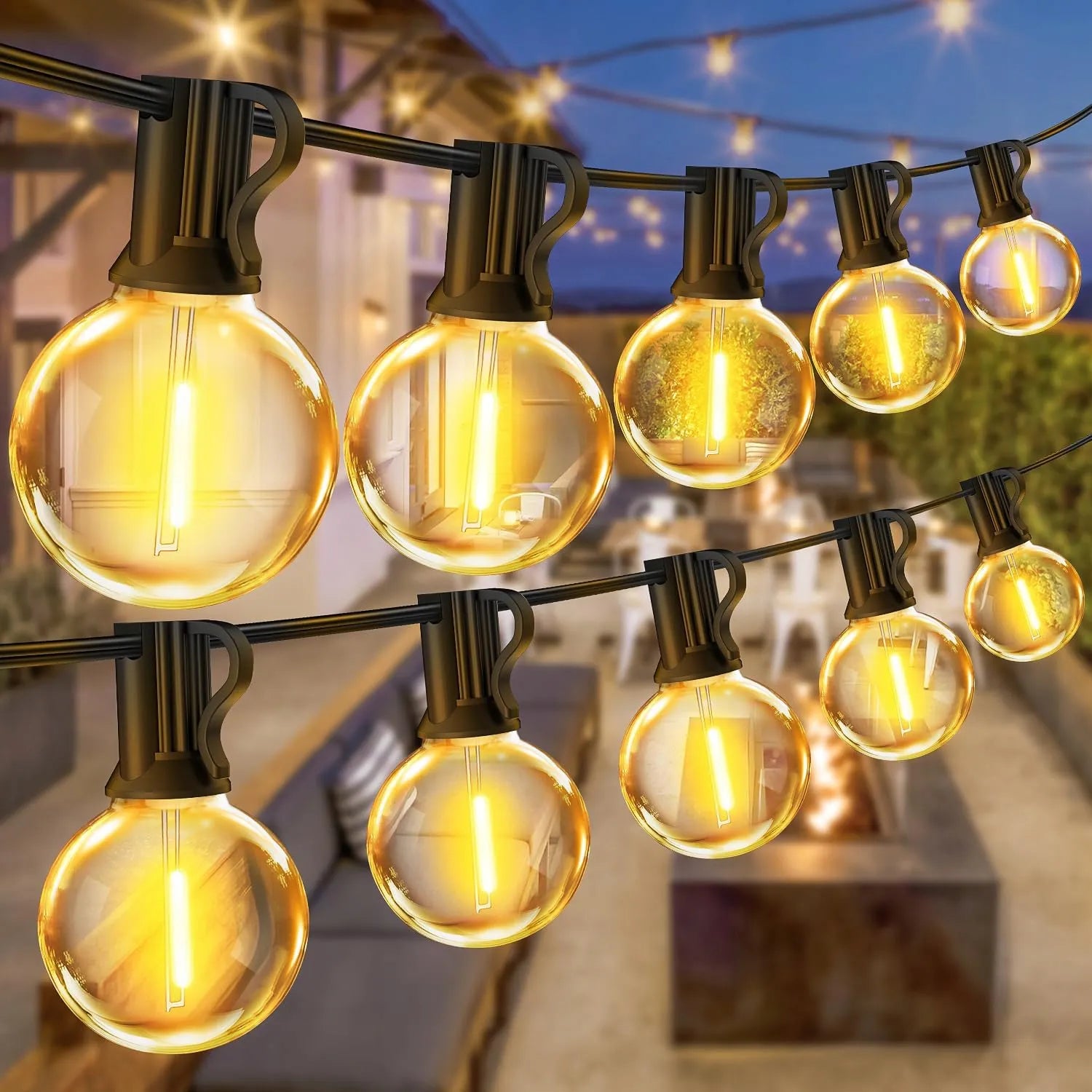 Sodo šviesos girlianda 20 m, 20x LED lemputės 1W, laidas + 2x E12 lemputės dovanų