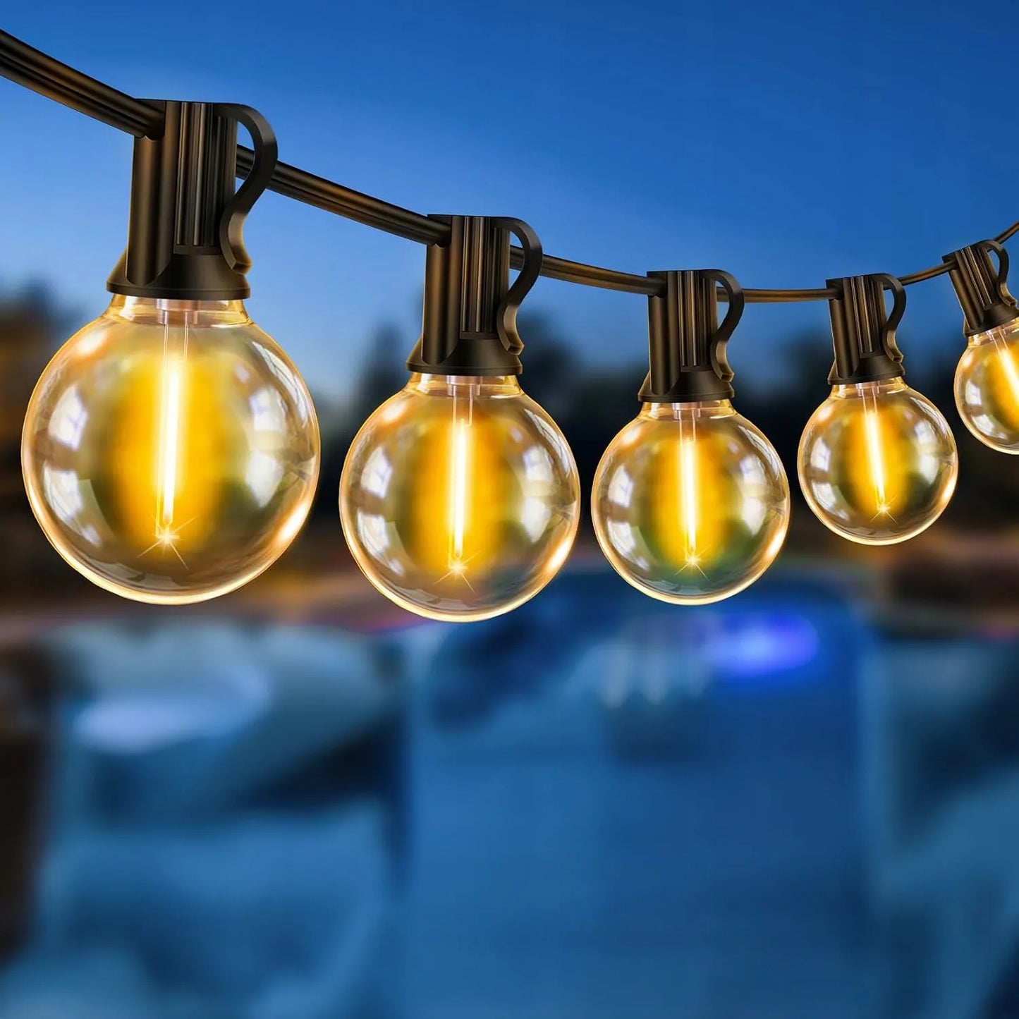 Sodo šviesos girlianda 20 m, 20x LED lemputės 1W, laidas + 2x E12 lemputės dovanų