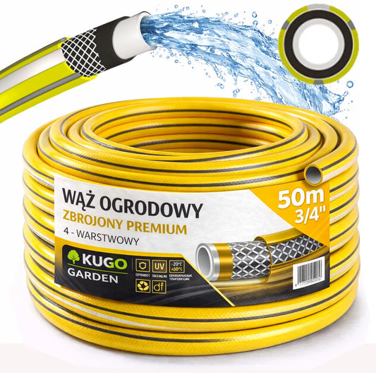 Sodo žarna 3/4" 50m 4 sluoksnių, sustiprinta guminė, Premium, Lenkijos gamybos