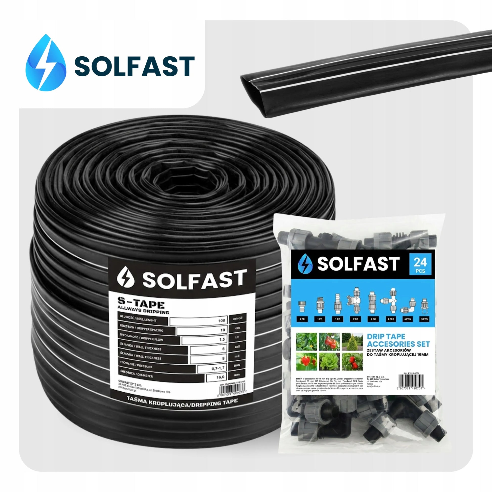 SOLFAST laistymo juosta 10 cm, 100 m, lašelinio drėkinimo sistema