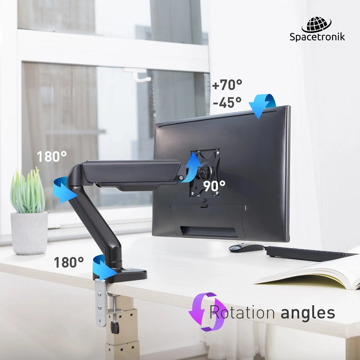 Spacetronik dujinis monitoriaus laikiklis stalui 17–32" VESA 75/100 iki 9 kg