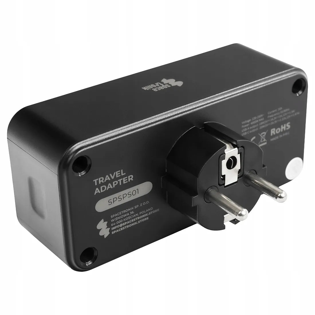 Spacetronik dvigubas kištukinis lizdas su USB įkrovikliu ir LED indikatoriumi