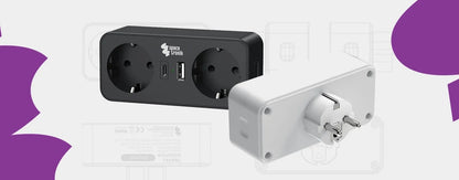 Spacetronik dvigubas kištukinis lizdas su USB įkrovikliu ir LED indikatoriumi