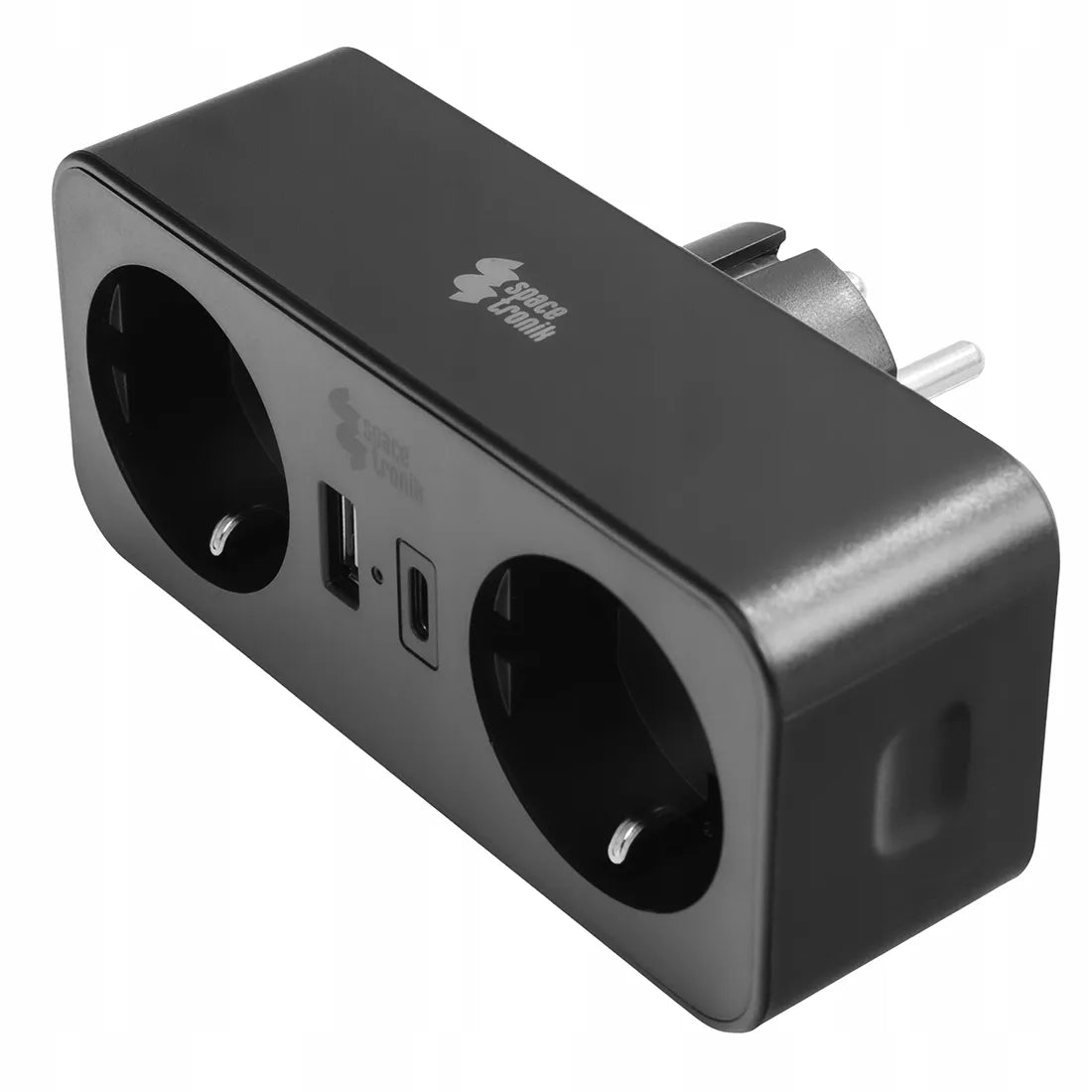 Spacetronik dvigubas kištukinis lizdas su USB įkrovikliu ir LED indikatoriumi