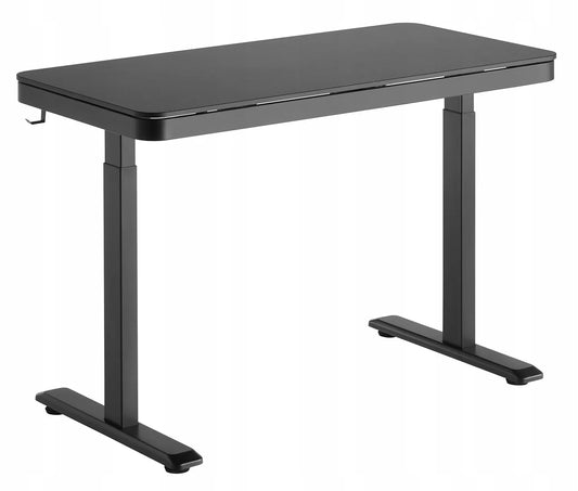 Spacetronik elektrinis reguliuojamo aukščio stalas 118 × 60 cm, USB, 60 kg, 2 segmentų, su stalčiumi ir kabliuku