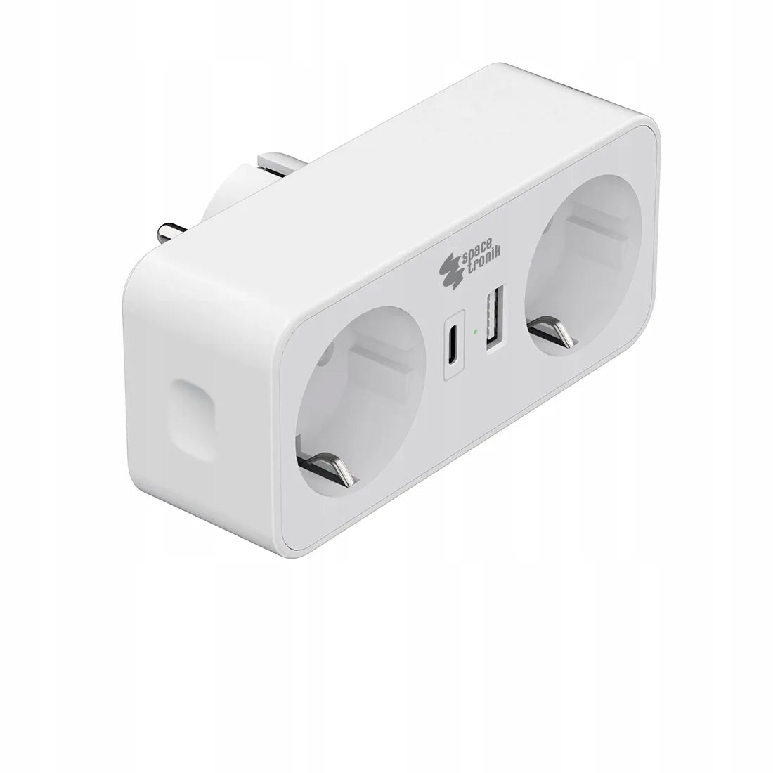 Spacetronik elektros lizdo skirstytuvas, 2 kintamosios srovės lizdai ir 2 USB jungtys, baltas