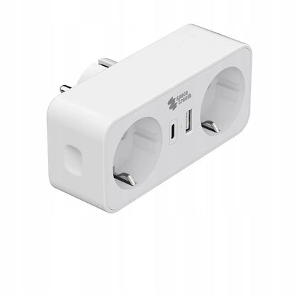 Spacetronik elektros lizdo skirstytuvas, 2 kintamosios srovės lizdai ir 2 USB jungtys, baltas