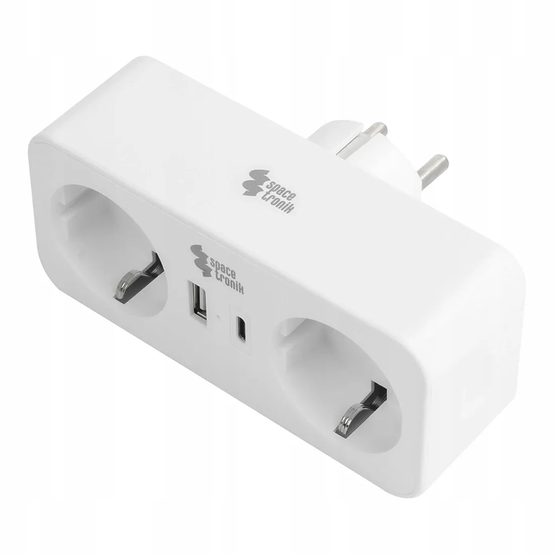 Spacetronik elektros lizdo skirstytuvas, 2 kintamosios srovės lizdai ir 2 USB jungtys, baltas