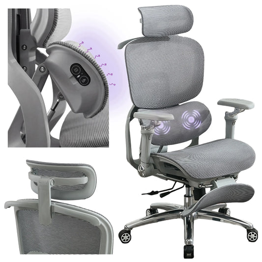 Spacetronik ergonominė biuro kėdė su tinkleliu, ratukais, masažo funkcija ir ventiliatoriumi