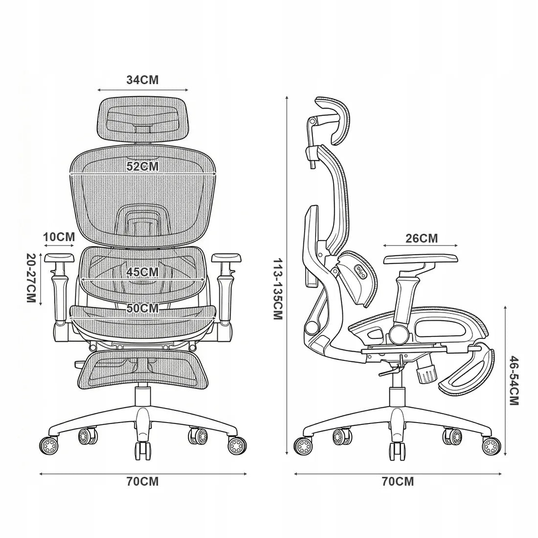 Spacetronik ergonominė biuro kėdė su tinkleliu, ratukais, masažo funkcija ir ventiliatoriumi