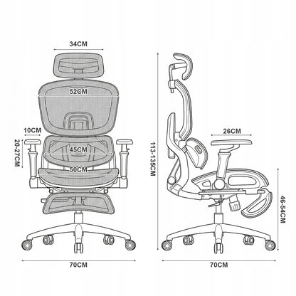 Spacetronik ergonominė biuro kėdė su tinkleliu, ratukais, masažo funkcija ir ventiliatoriumi