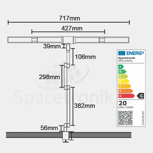 Spacetronik Glow D1 LED stalinė braižymo lempa su spalvinės temperatūros reguliavimu