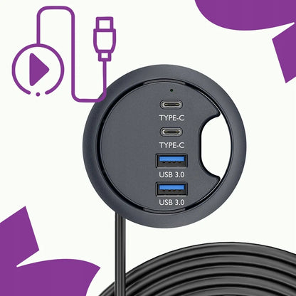 Spacetronik stalinis USB šakotuvas, 2x USB-A ir 2x USB-C