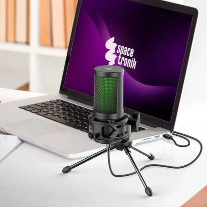 Spacetronik USB studijinis žaidimų kondensatorinis mikrofonas kompiuteriui