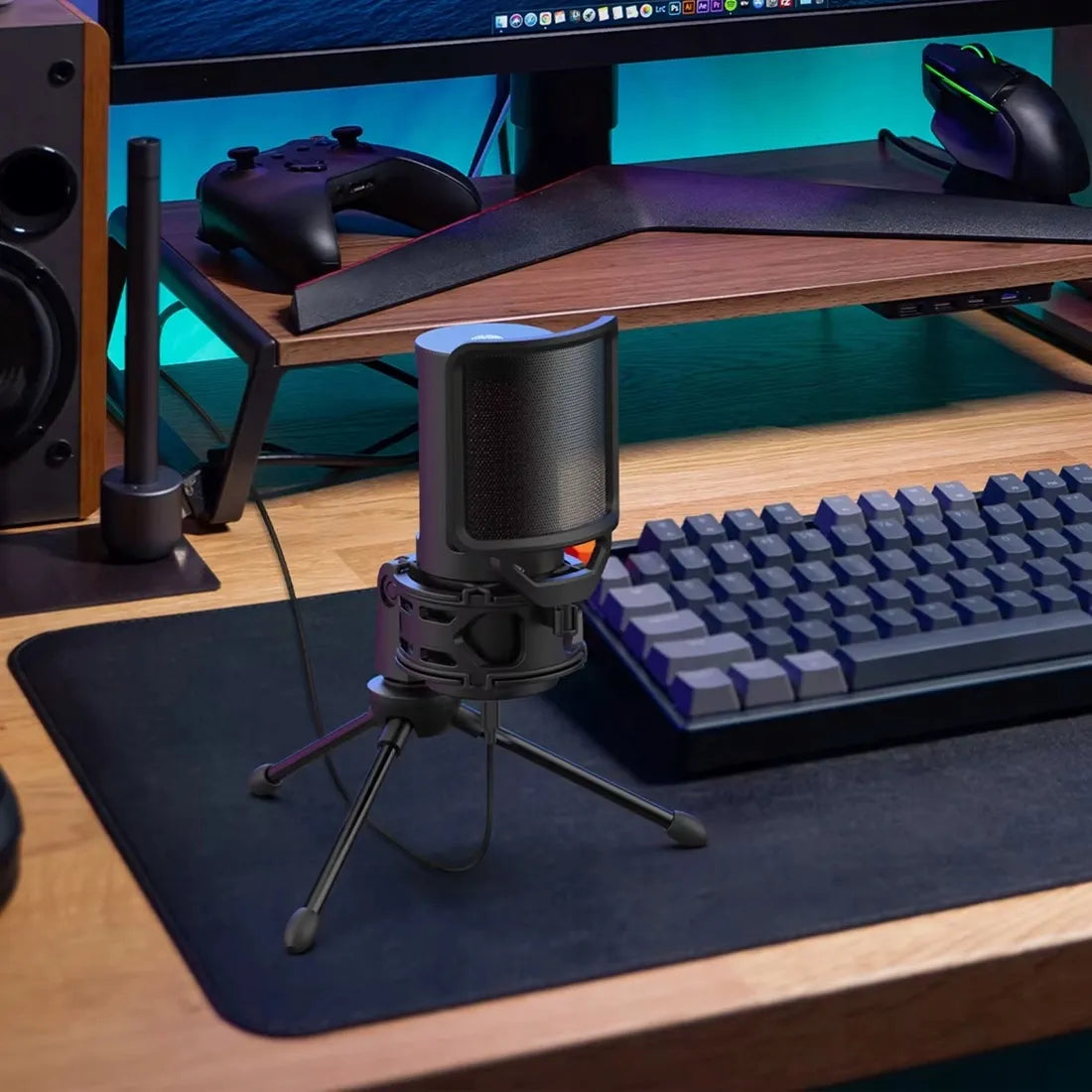 Spacetronik USB studijinis žaidimų kondensatorinis mikrofonas kompiuteriui