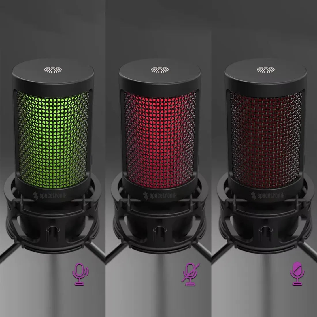 Spacetronik USB studijinis žaidimų kondensatorinis mikrofonas kompiuteriui