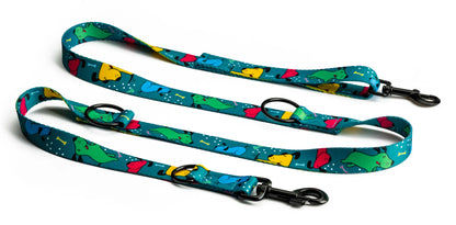Spalvingas reguliuojamas šuns pavadėlis „4Funky Pawty Vibes“, 1,6 cm / 300 cm, S/M
