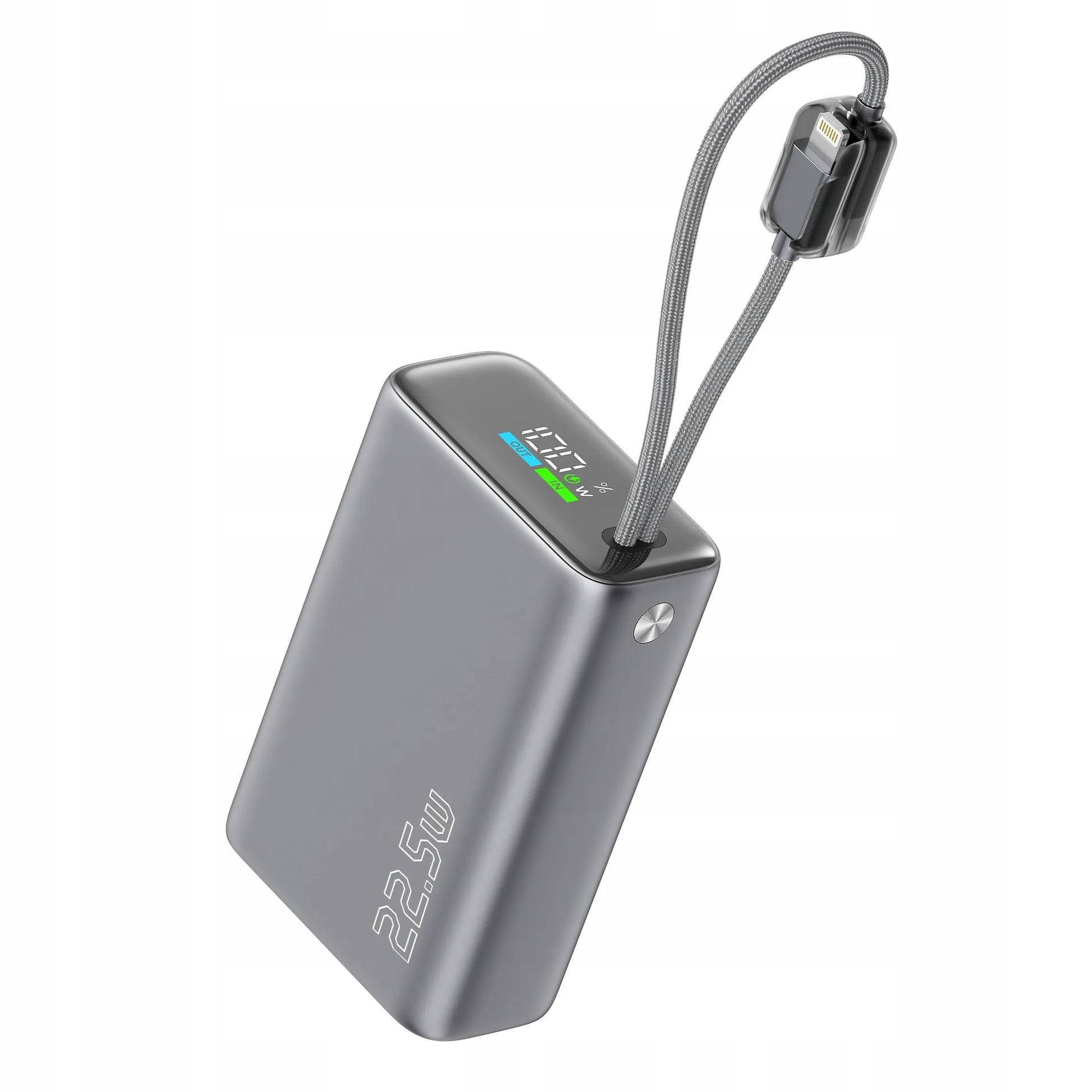 Spartusis 20000mAh 22.5W Powerbankas su USB-C ir Lightning laidais