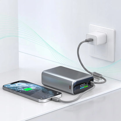Spartusis 20000mAh 22.5W Powerbankas su USB-C ir Lightning laidais