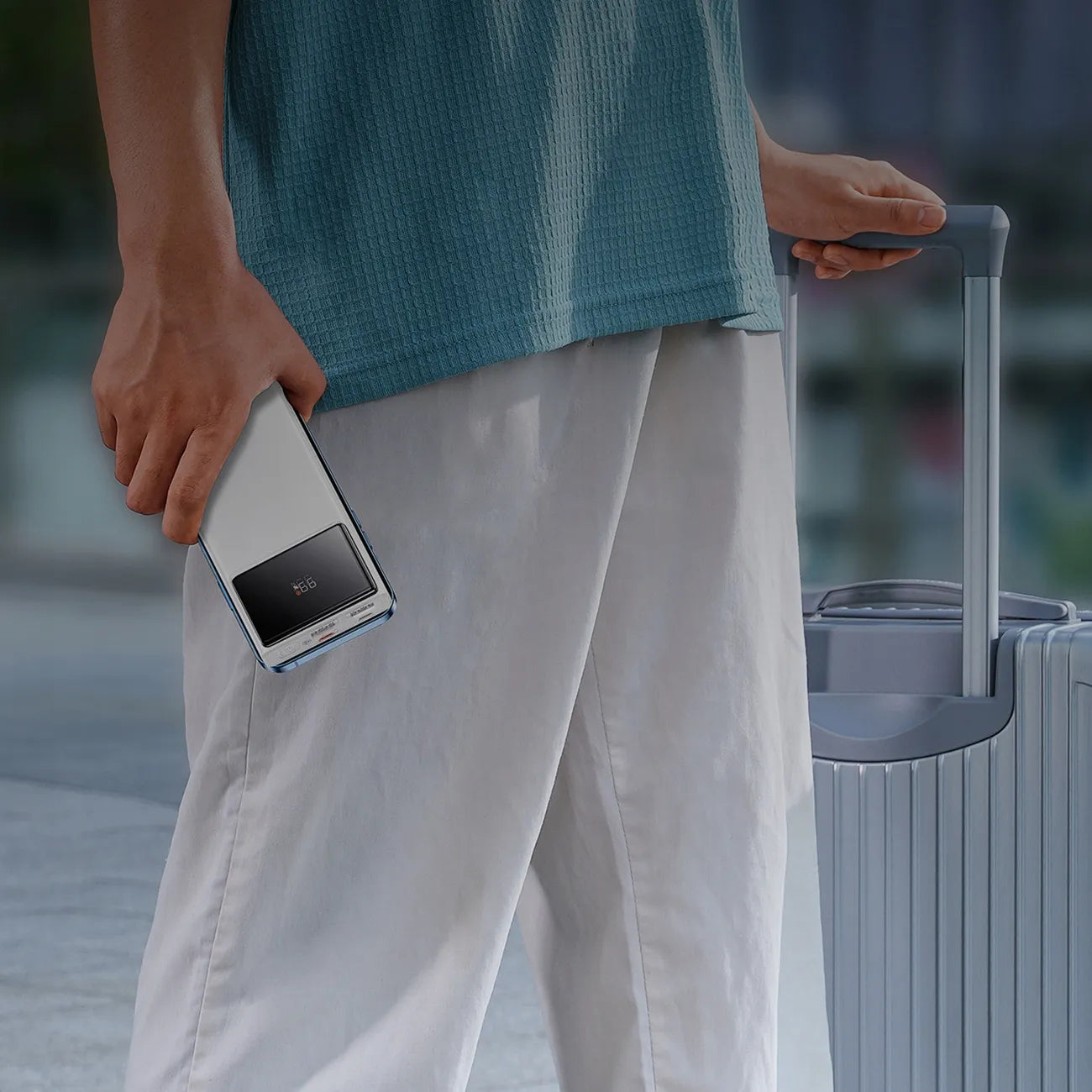 Spartusis „Baseus“ išorinis akumuliatorius 10000 mAh 22,5 W USB-C USB-A PD su ekranu ir laidu