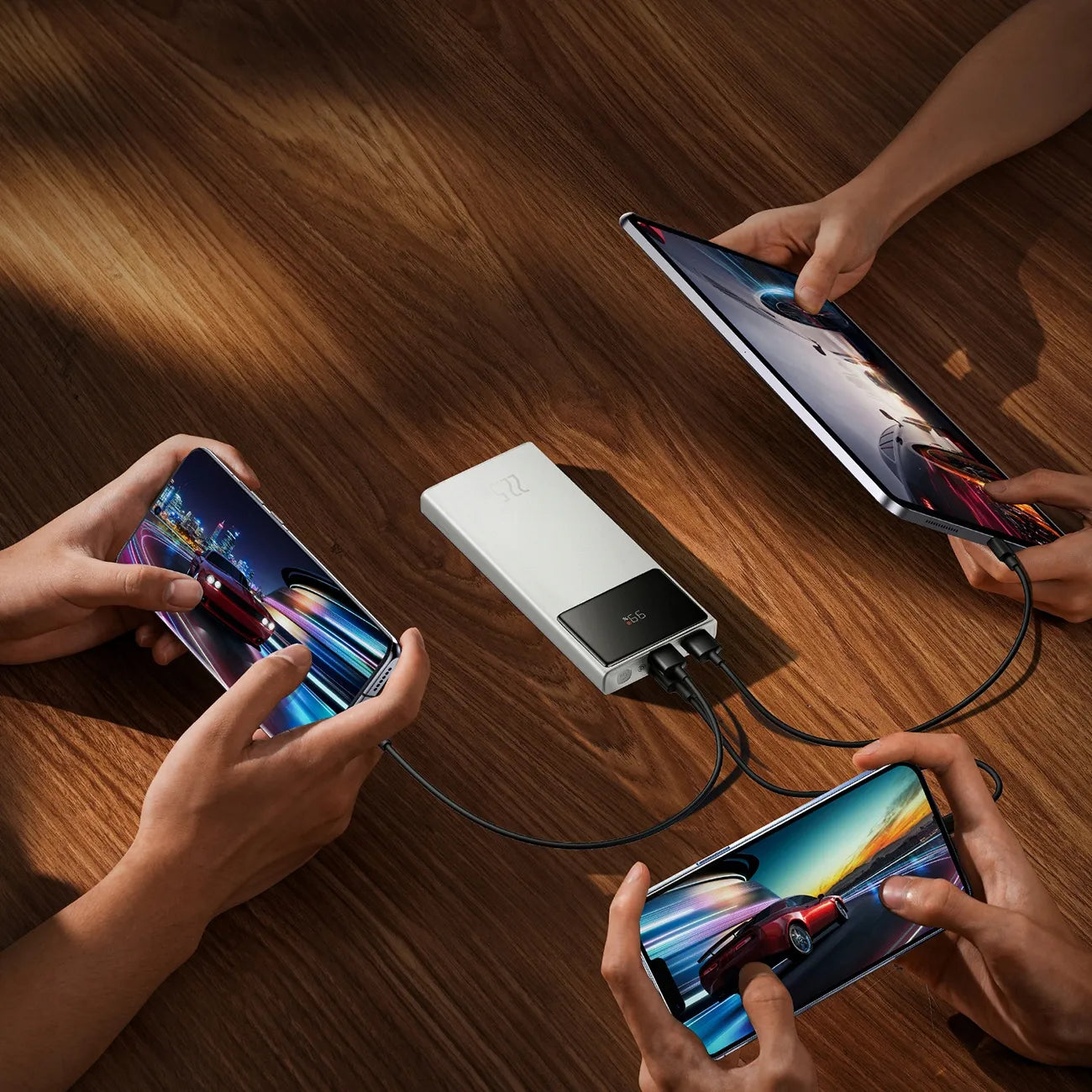 Spartusis „Baseus“ išorinis akumuliatorius 10000 mAh 22,5 W USB-C USB-A PD su ekranu ir laidu