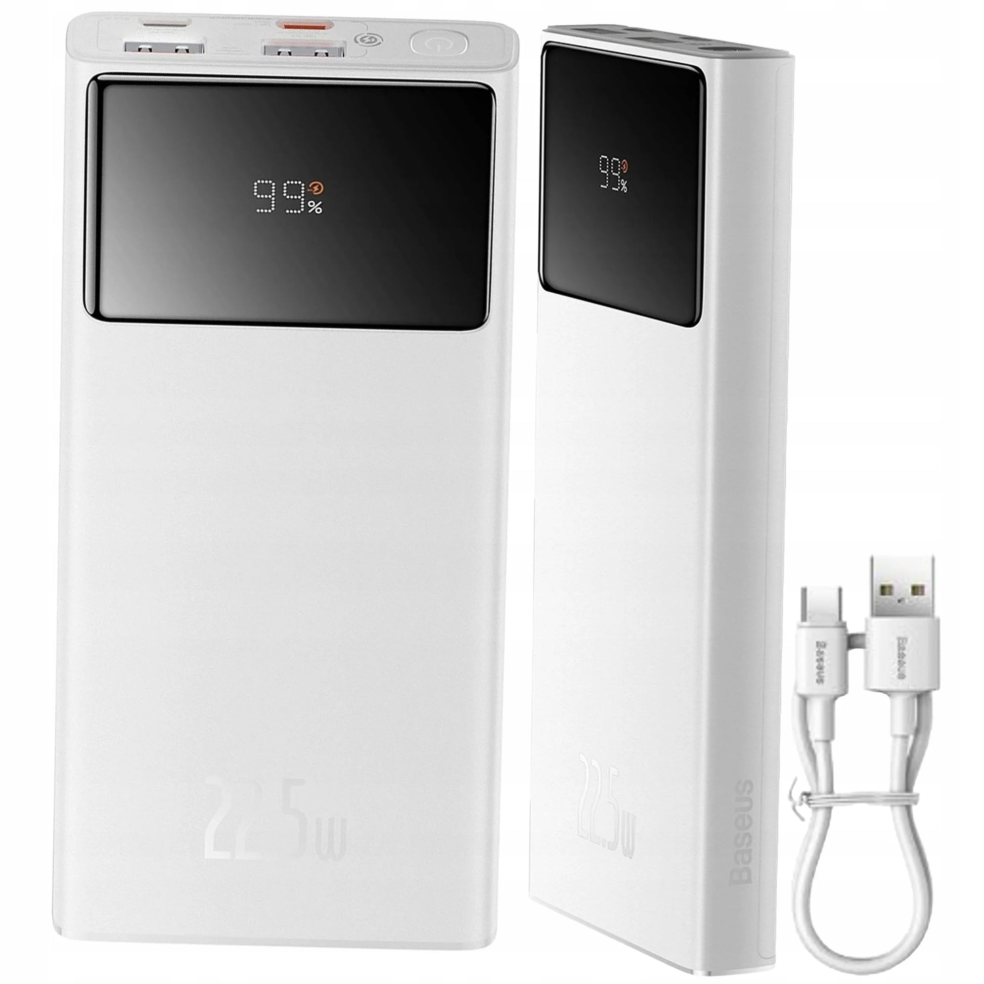 Spartusis „Baseus“ išorinis akumuliatorius 10000 mAh 22,5 W USB-C USB-A PD su ekranu ir laidu