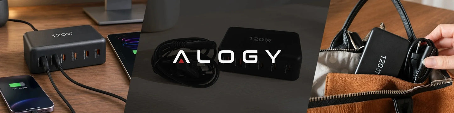 Spartusis tinklo įkroviklis, 6 jungtys, 2x USB, 4x USB-C, 120W PD QC GaN