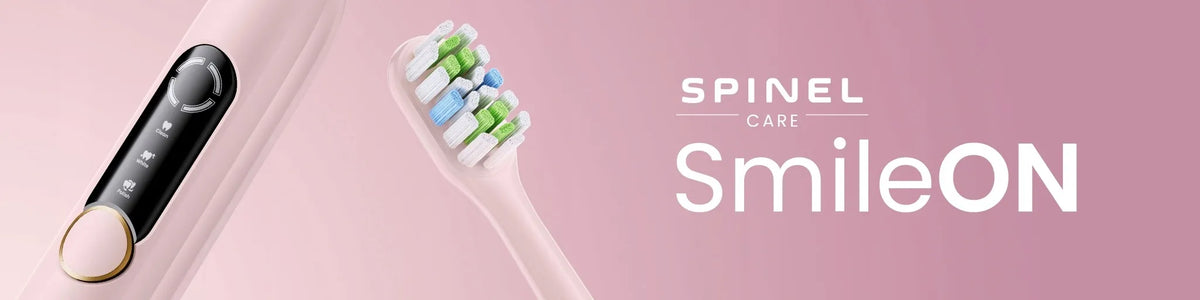 Spinel SmileON rožinis soninis dantų šepetėlis su 5 antgaliais ir dėklu
