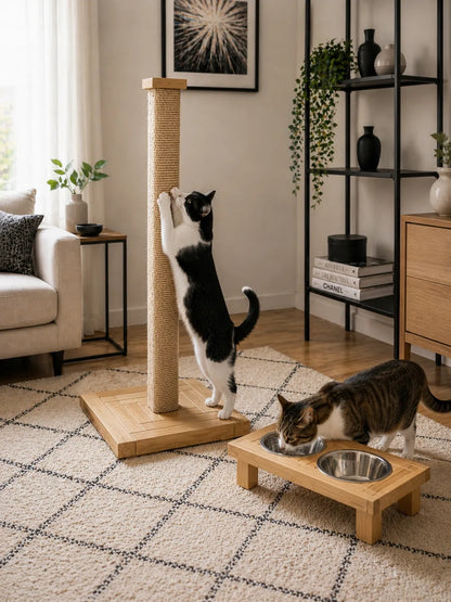 Stabili aukšta medinė draskyklė katėms – draskymo stulpas, 100 cm, premium