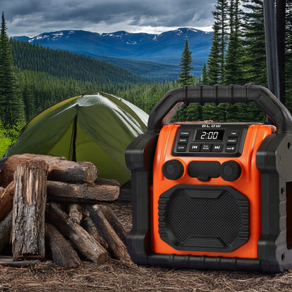 Statybinis radijas FM 20W RMS Bluetooth 5.1 su maitinimo banku USB-C AUX LED IP55