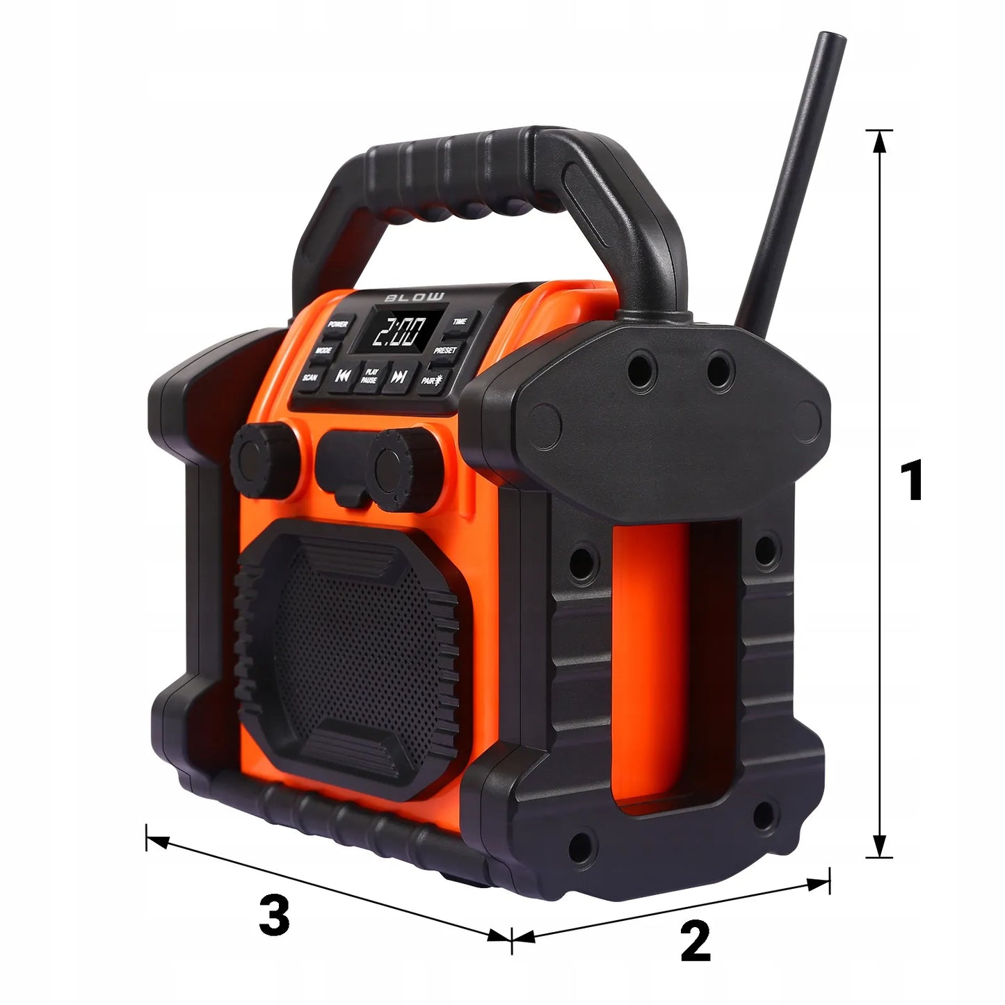 Statybinis radijas FM 20W RMS Bluetooth 5.1 su maitinimo banku USB-C AUX LED IP55