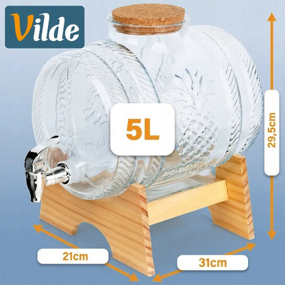 Stiklinė statinaitė Vilde su kraneliu 5 l