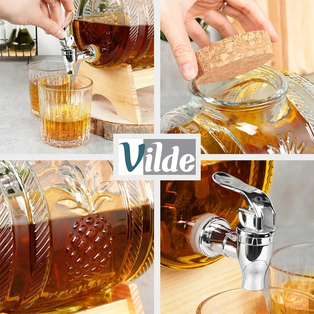 Stiklinė statinaitė Vilde su kraneliu gėrimams, 3 l