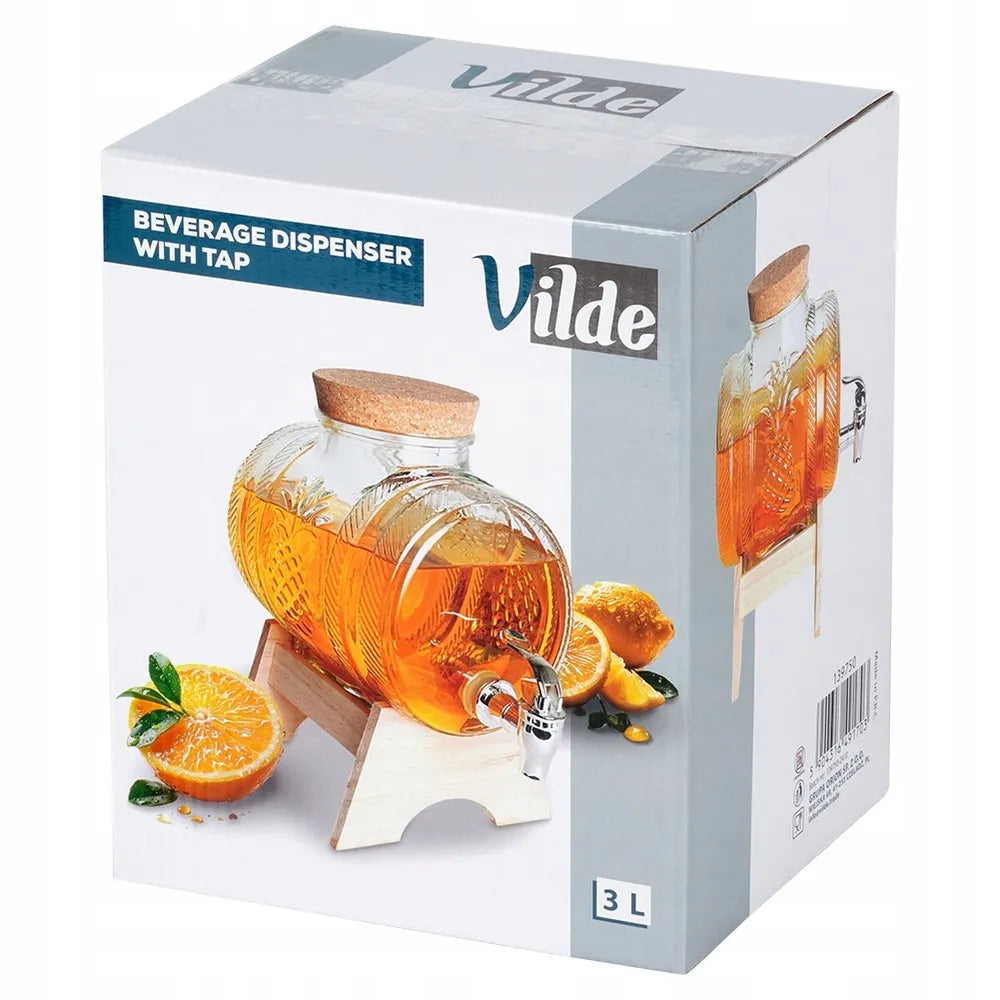 Stiklinė statinaitė Vilde su kraneliu gėrimams, 3 l