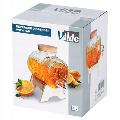 Stiklinė statinaitė Vilde su kraneliu gėrimams, 3 l
