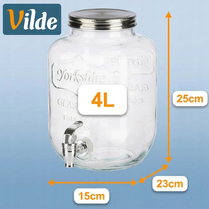 Stiklinis gėrimų dozatorius su kraneliu Vilde, 4 l