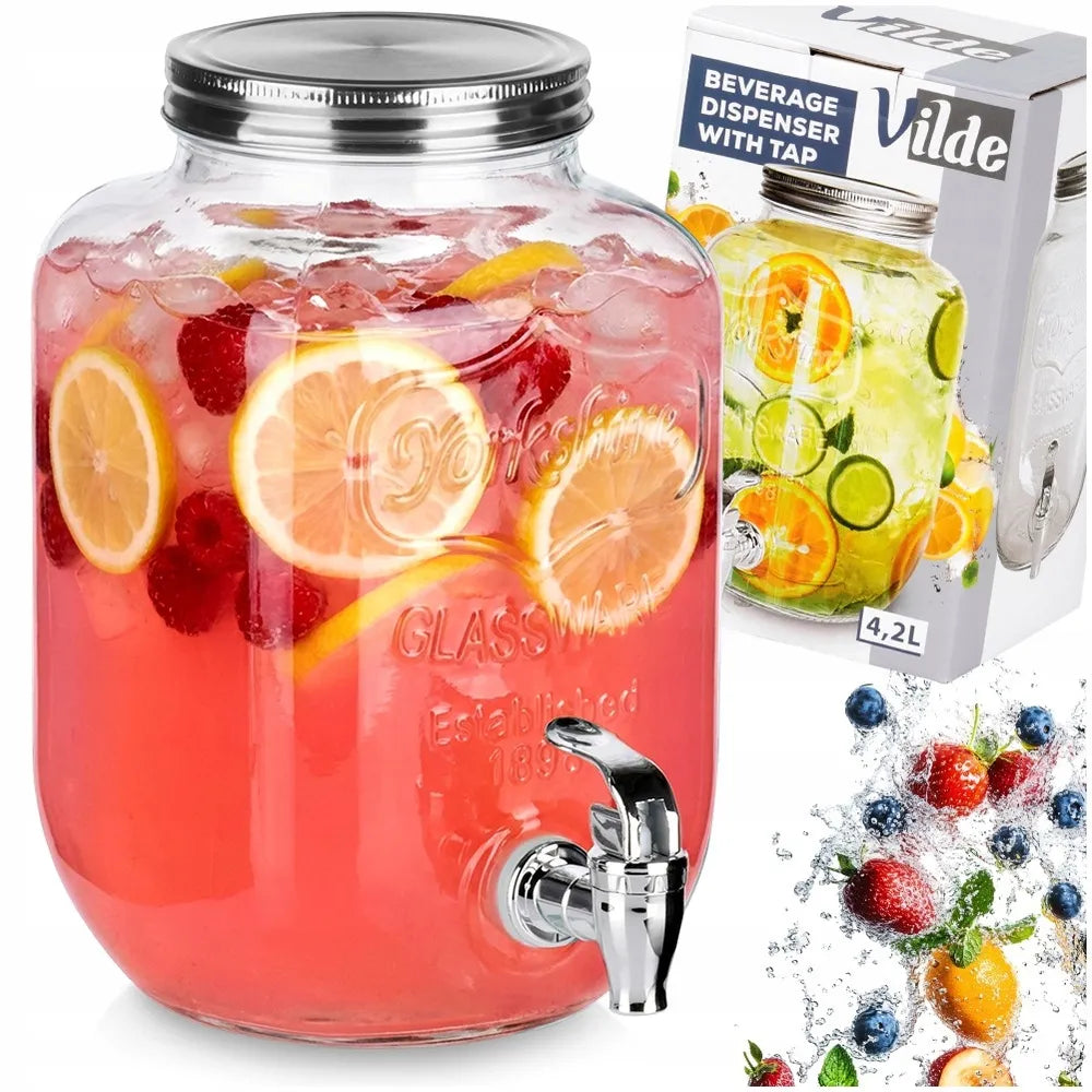 Stiklinis gėrimų dozatorius su kraneliu Vilde, 4 l