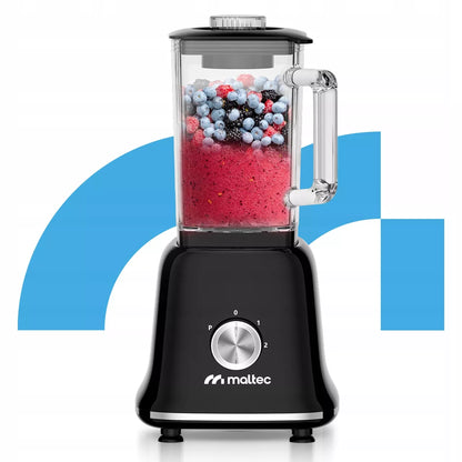 Stiklinis smulkintuvas kokteiliams ir tirštiesiems kokteiliams (smoothie) su malūnėliu ir 2 gertuvėmis, 1600 ml