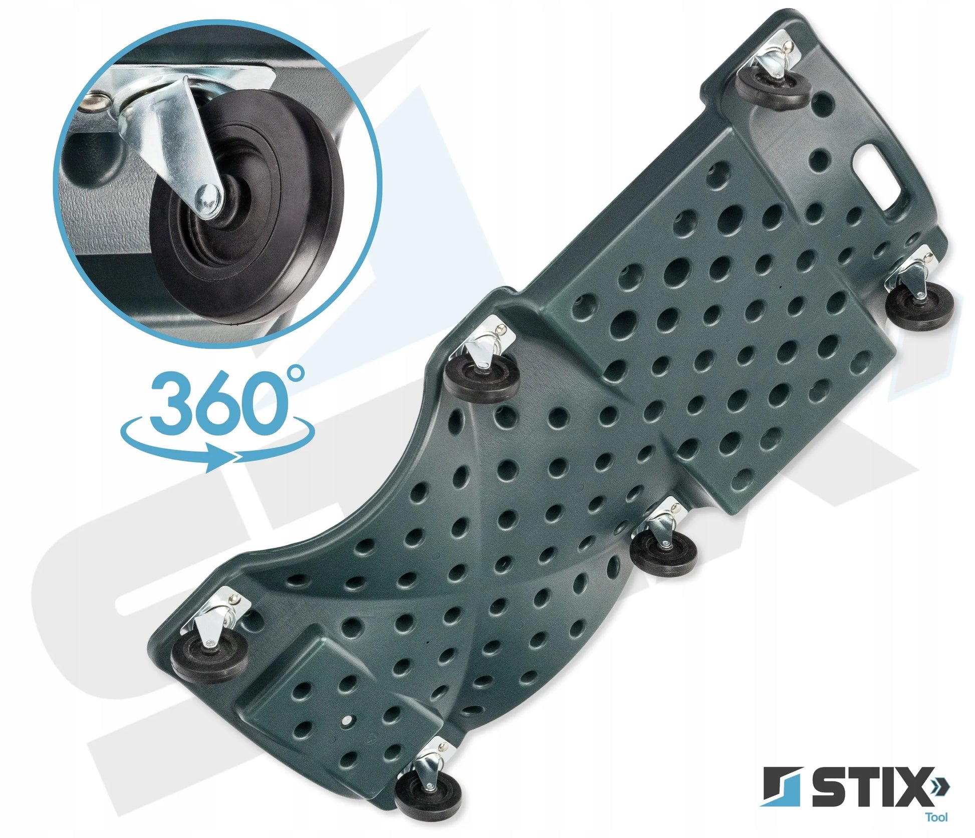 Stix dirbtuvės gultas 150 kg, 6 gumuoti ratukai su guoliais, automobiliams, 910 mm