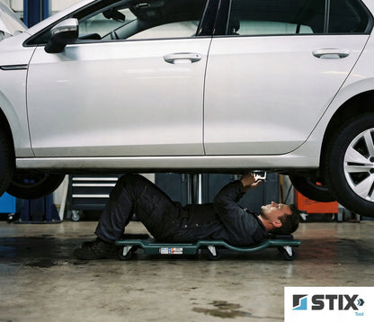 Stix dirbtuvės gultas 150 kg, 6 gumuoti ratukai su guoliais, automobiliams, 910 mm