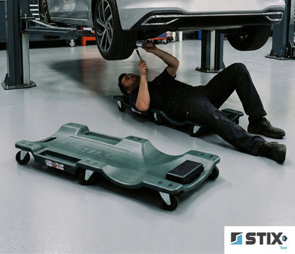 Stix dirbtuvės gultas 150 kg, 6 gumuoti ratukai su guoliais, automobiliams, 910 mm