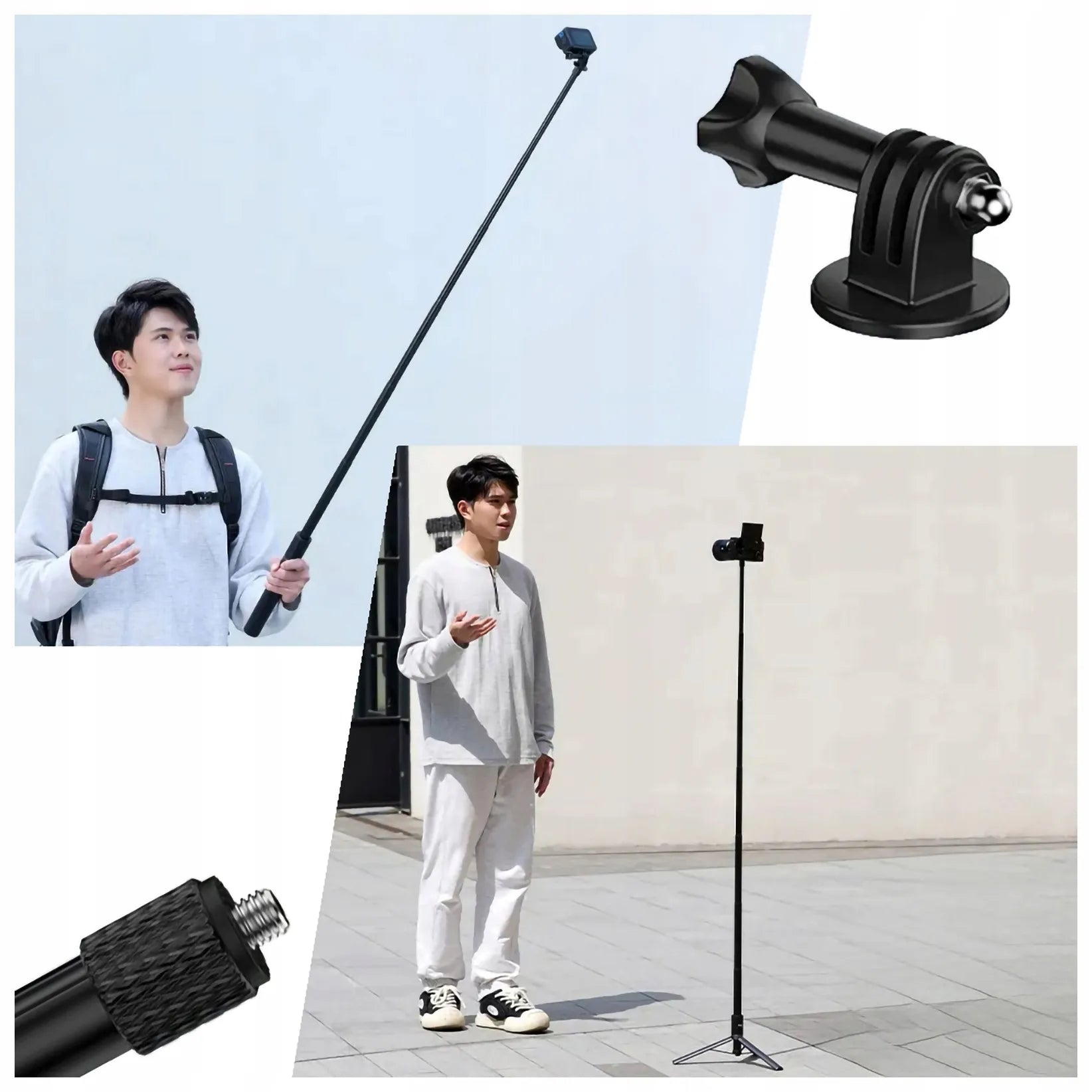 Stovas / asmenukių lazda 2-in-1 ULANZI TT52 150cm sportinėms kameroms, pvz., GoPro