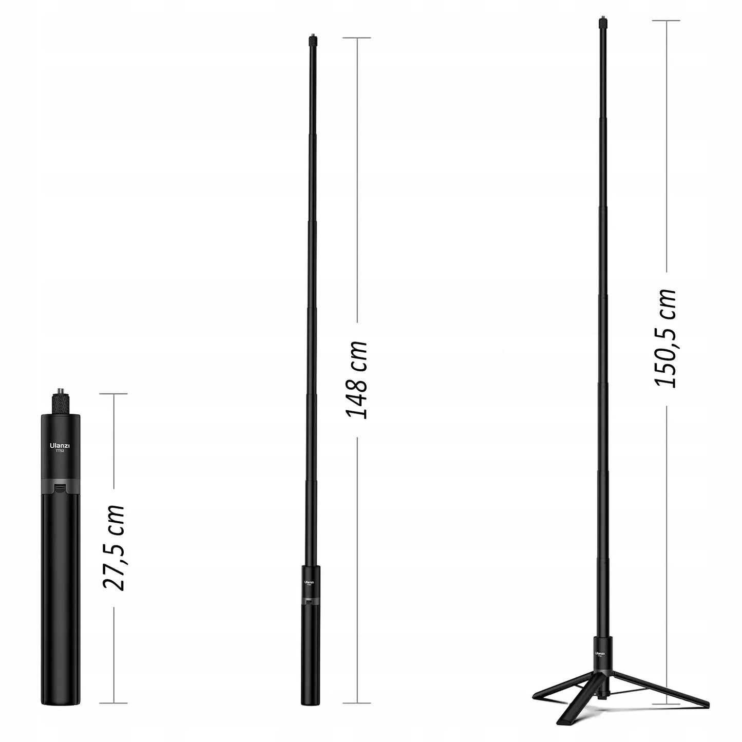 Stovas / asmenukių lazda 2-in-1 ULANZI TT52 150cm sportinėms kameroms, pvz., GoPro