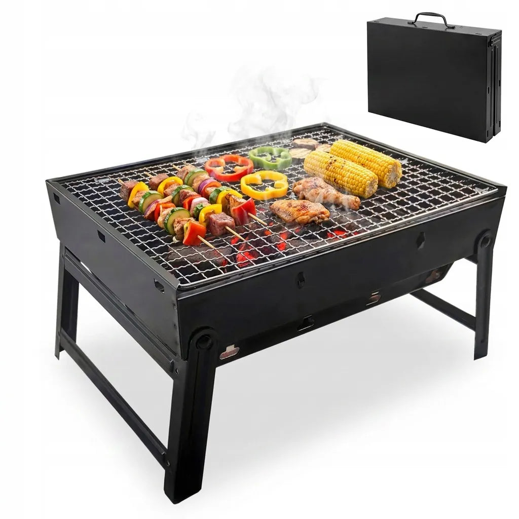 Sudedamas anglinis grilis – nešiojamas lagamino tipo BBQ grilis 35 cm