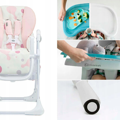 Sulankstoma maitinimo kėdutė vaikams „Kinderkraft YUMMY“, rožinė
