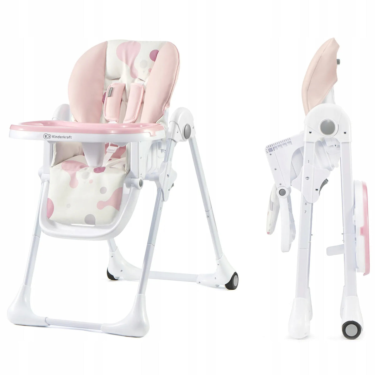 Sulankstoma maitinimo kėdutė vaikams „Kinderkraft YUMMY“, rožinė