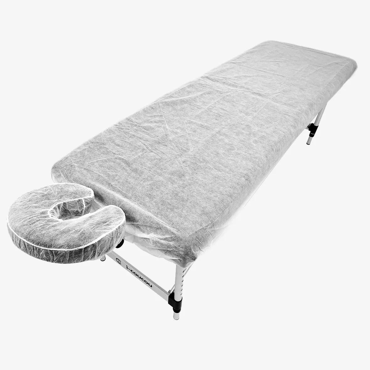 Sulankstomas aliumininis masažo stalas i-coucou A2, baltas, 60 cm