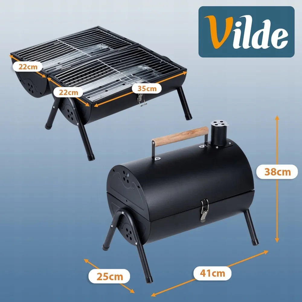 Sulankstomas nešiojamas anglies kepsninė sodui, žygiams ir iškyloms, 41 cm