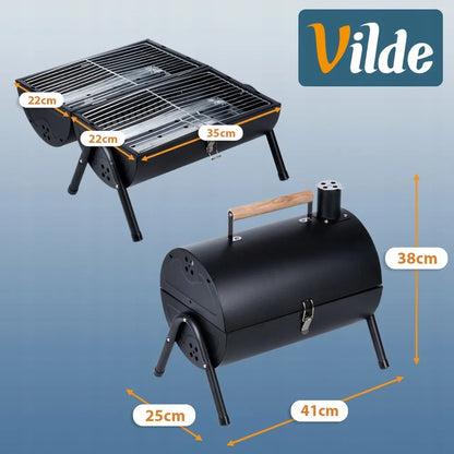 Sulankstomas nešiojamas anglies kepsninė sodui, žygiams ir iškyloms, 41 cm