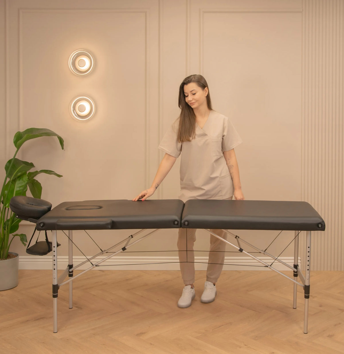 Sulankstomas nešiojamasis masažo stalas „i-coucou“, aliumininis, 5 cm putplasčio, lengvas